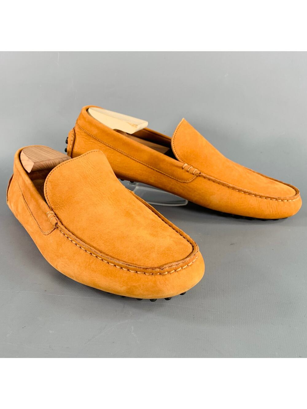 M. GEMI Size 10 Orange Suede Drivers Loafers